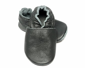 HOT SALE! Baby shoes leather 100%, soft sole baby shoes, baby slippers, toddlers moccasins, crib shoes, baby gift, basic black