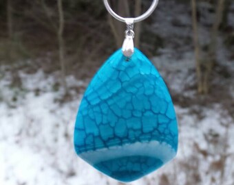 Blue Dragon Veins Agate Pendant.