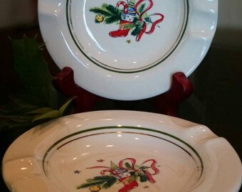 Two Viktor Schreckengost Salem Ashtrays/Christmas Eve/Salem China