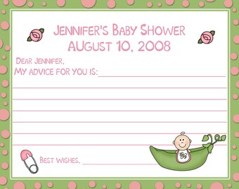 24 Personalized Baby Shower Advice Cards - Pink Sweet Pea
