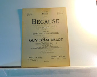Because Song - vintage sheet music by Edward Teschemacher and Guy D'Hardelot