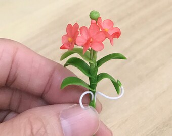 Miniature Flower,Miniature Flower Pot,Miniature Orchid,Dollhouse Flower,Miniature Garden,Dollhouse Orchid,Orchid Flower,Clay