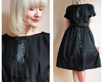 1960s Dress // Dark Silk Day Dress // vintage 60s dress