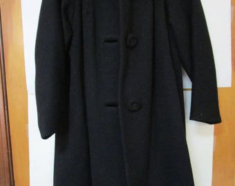 Vintage Martha West Vintage Black Wool, Real Fur Collar Coat