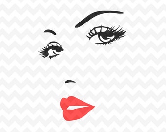 Woman face svg, Eyelashes Svg file, Eyebrows SVG Instant Download Woman Eyelashes SVG and PNG file, Makeup svg