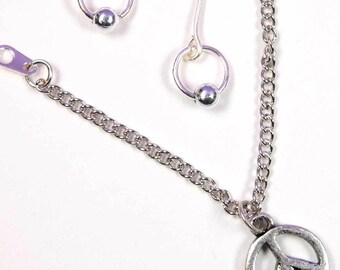 Barbie Silver Peace Sign Necklace Set by Pam Maness for TFS