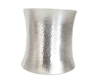 Sterling Silver Extra Wide Cuff Bracelet, Hammered Shiny Sterling Silver Handmade Boho Statement Cuff, 2.9" wide, Adjustable