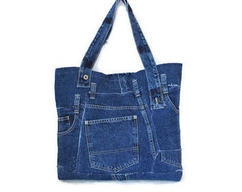 Oversize denim bag\Large tote\Recycled denim\Jeans bag\oversize tote\unisex bag\beach bag\boro bag\big bag\big tote\pocket bag\XXL bag