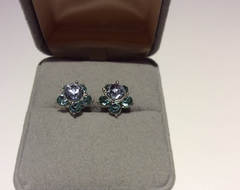 Avon NR Blue Rhinestone Earrings