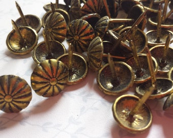 75 Vintage Upholstery Tacks, Old Tacks, Salvaged Hardware, Restoration Hardware, Woodworking, Carpentry, Craft Supply, Upholsterers Tacks