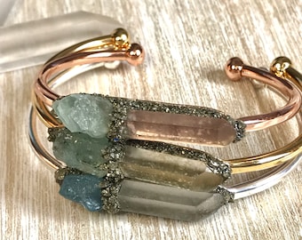 custom birthstone bracelet, raw aquamarine, inspirational, gift-for-her, crystal jewelry, celestial jewelry, raw crystal