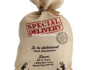 Large Hessian Christmas Sack - 80cm