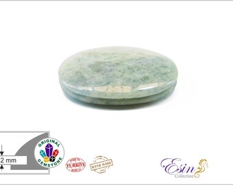 AQUAMARIN (oval) - Grooved Cabochon for Macrame and Wirework - 37 mm