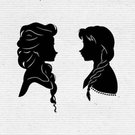 Download Frozen Sisters Elsa and Anna Disney Silhouette SVG Cut File