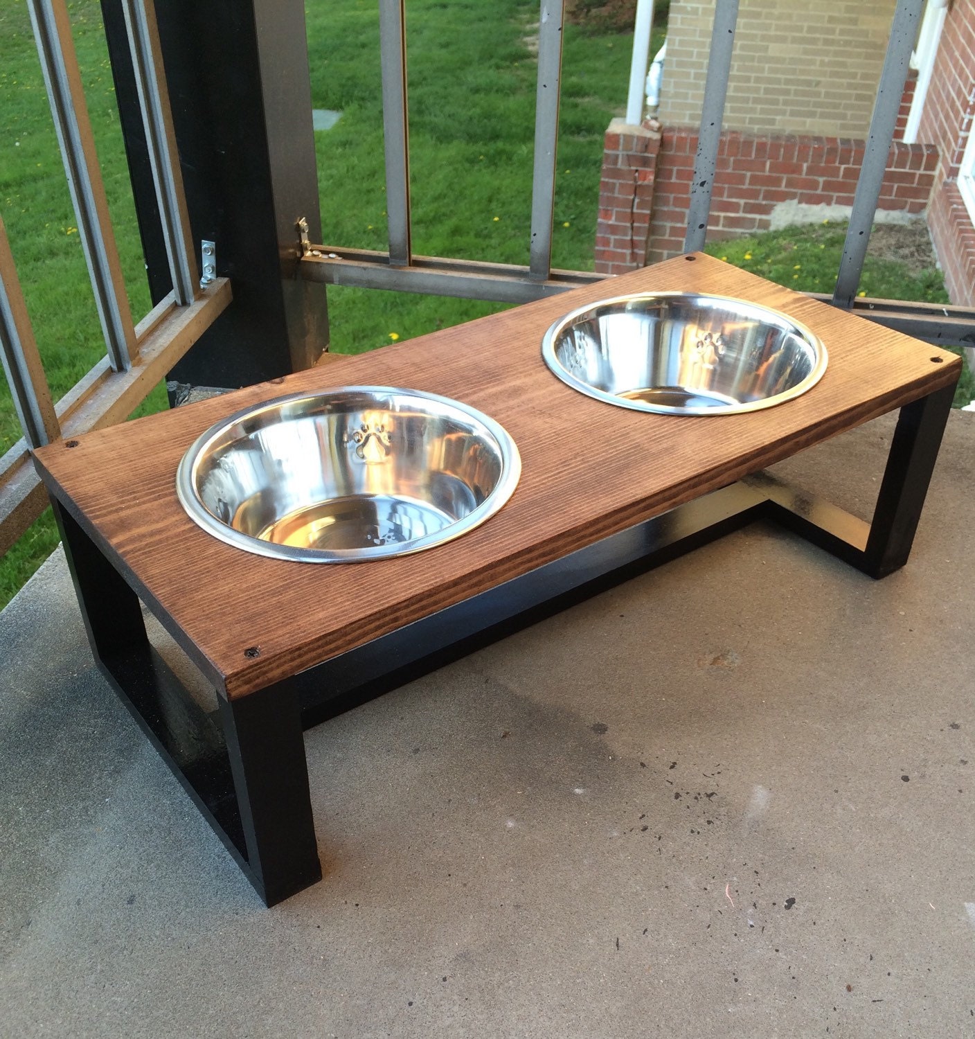 Modern pet bowl holders wood dog bowl holder contemporary