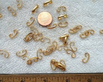 50 Vintage Brass Fold Over Connectors, 12mm Long, 2.5mm Width