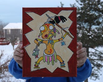 Aztec Warrior Acrylic Painting
