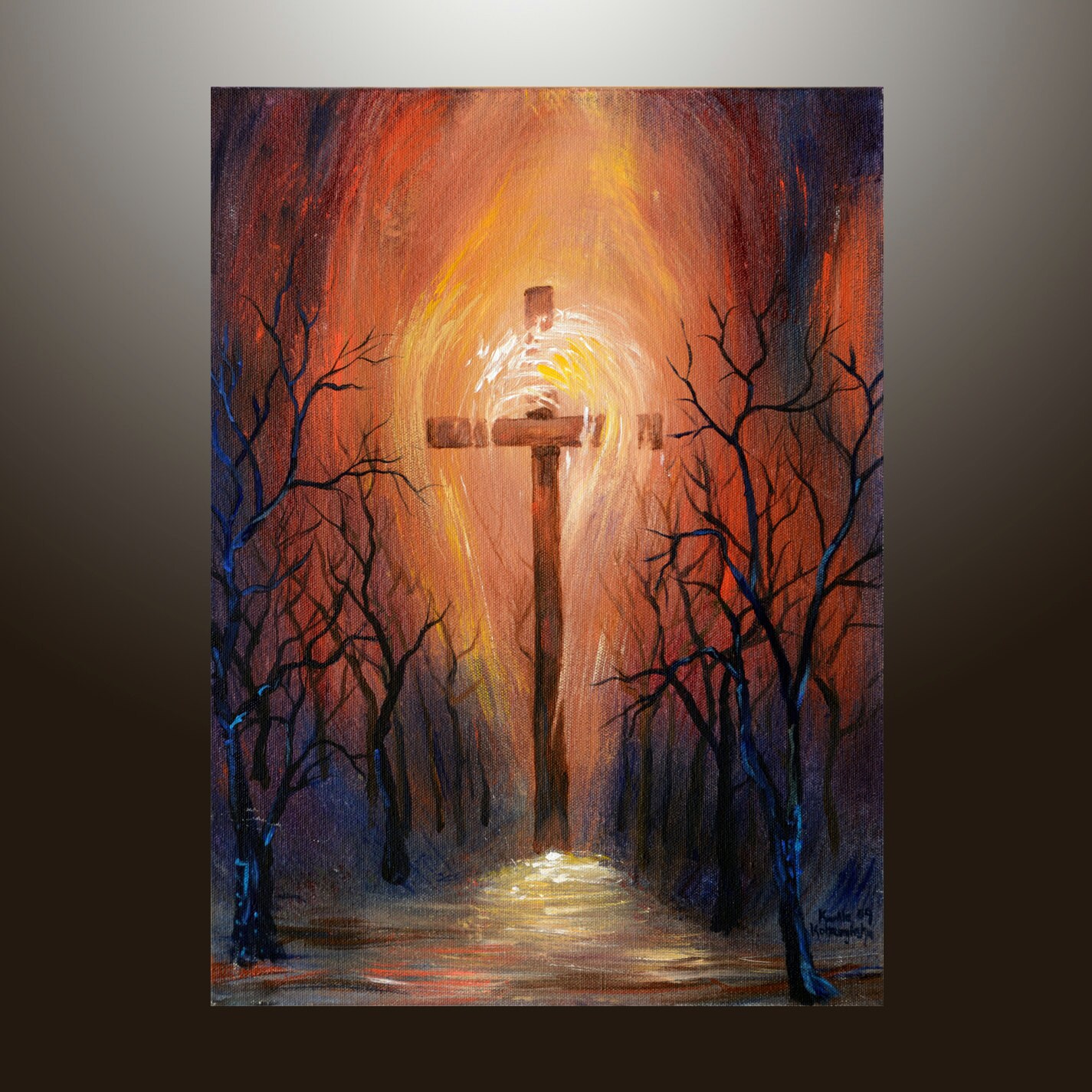 Holy Cross Acrylic Painting Christian Art Original Acrylic
