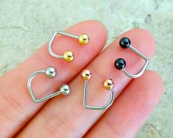 16g Lip Ring, silver surface bar, 4mm classic lip ring, body jewelry, two balls curved bar,basic lip piercing,gold,rose gold simple lip ring