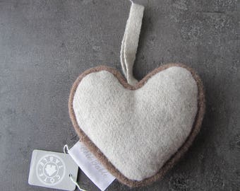 Love - Heart felt wool beige gray and Brown cord