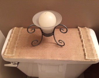 Burlap Runner, Toilet Tank Runner/Topper, Natural Burlap