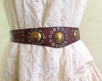 1940s Moroccan studded leather metal belt