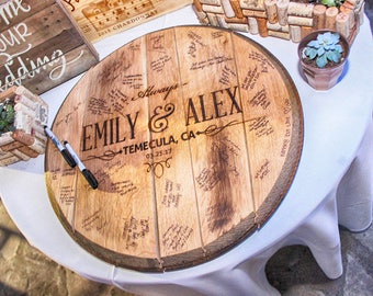 CUSTOM Reclaimed Bourbon Barrel Head Wedding Guestbook
