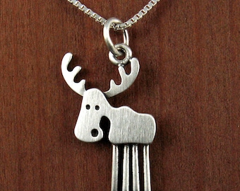 Tiny moose necklace / pendant