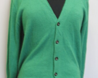 Men's green cardigan sweater
