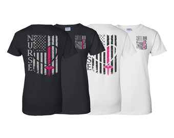 Nurse Flag Shirt - Nurse Shirt, Nurse Gift, Nurse Tshirt, Gift For Nurse, Nurse Life, Nurse T-shirt, Nurse Tee, Nurse Shirts