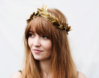 Gold Leaf Crown, Gold Leaf Headband, Hair Garland, Greek Laurel Leaf Crown, Hair Laurel, Gold Leaf Crown, Toga Costume, Gold Leaf, Boho