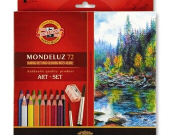 Mondeluz 3714 72 48 36 aquarell watercolor colored pencils set Koh I Noor colour crayon water soluble artist drawing painting new kohinoor