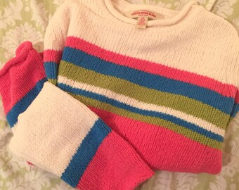 Vintage colorful striped sherpa sweater
