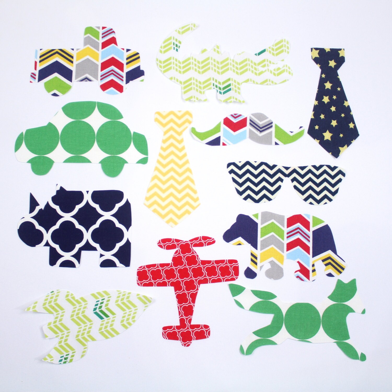 12 Piece Assorted Boy Iron On Applique Set for Onesies Bibs