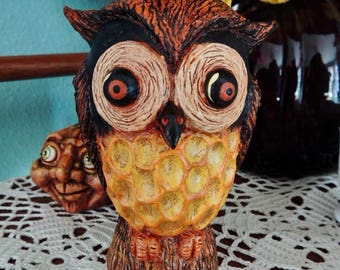 Primitive Folk Art Halloween Owl Hand sculpted OOAK