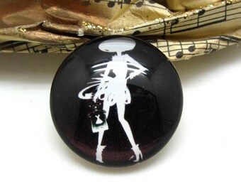2 glass cabochons 18 mm 1-18 mm black dress