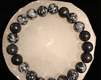 Snowflake Obsidian Crystal Healing Gemstone Bracelet