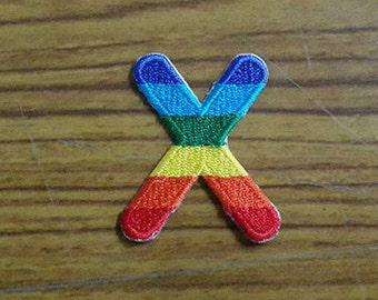 Rainbow Alphabet Letter X Applique Embroidered Iron on Patch