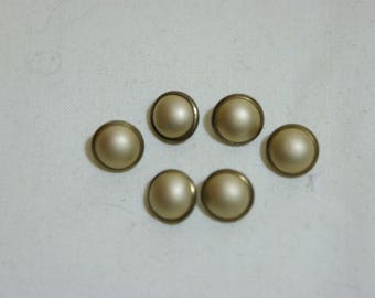 6 Vintage Tiny Gold metal buttons 8mm Dolls Clothes #140