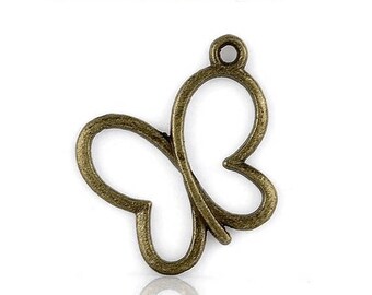 Set of 10 Butterfly bronze butterfly (A33) charms