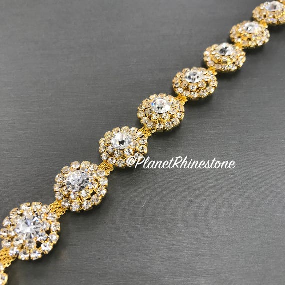 Gold Round Rhinestone Trim #0103