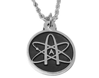 Black Pewter Atheist Atom Science Symbol Pendant Necklace