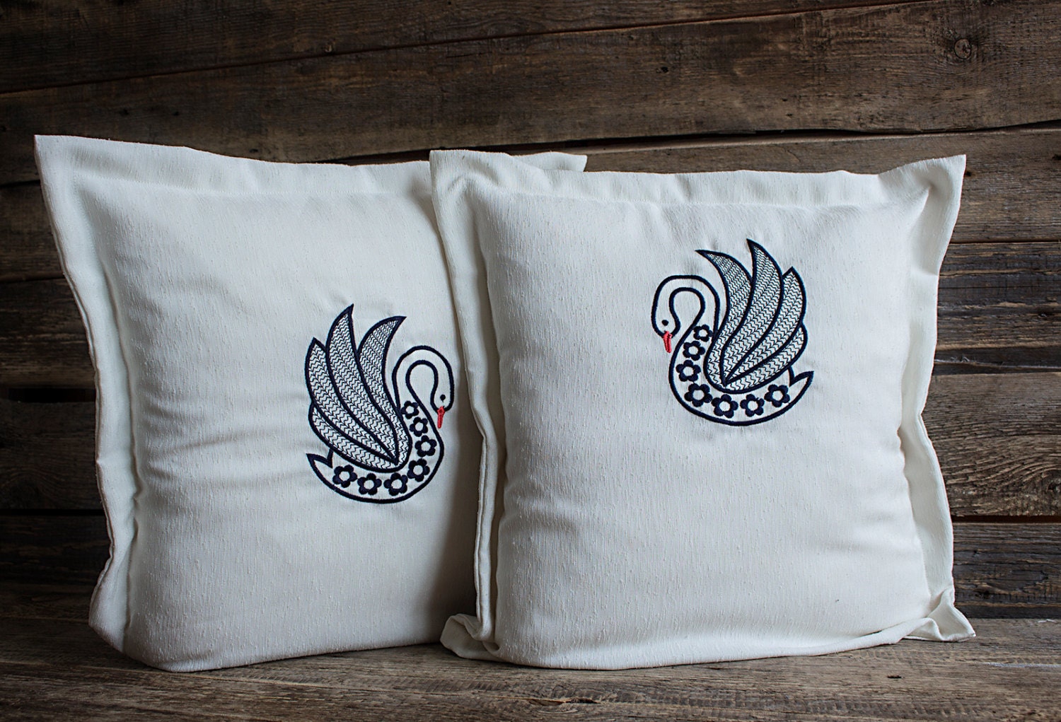 White Pillow Cover with embroidery Throw pillow 1616 Inch