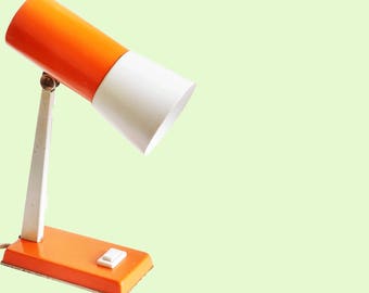 Very Cute Vintage Little Desk Lamp 1960s orange and white