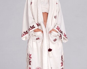 Hand loomed I FREE SHIPPING USA I Womens Outwear I Boho Coat I Kimono Cardigan I Kimono Jacket I Beach Cardigan