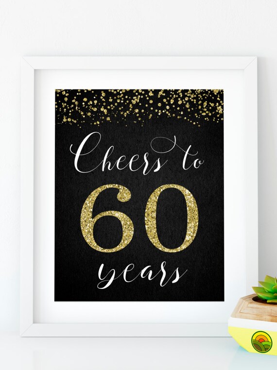 vector vintage anniversary logo 60 60th Years 60th decor to gold birthday Printable Cheers