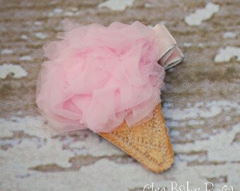 Tiny Fluffy Ice Cream Hair Clip by Chic Baby Rose in 21 Colors