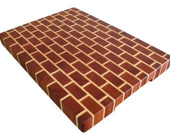 Exotic Wood, Thick Cutting Board End Grain with Feet, Handmade, Butcher Block, Chopping Board, Chopping Block, Perfect Gift, Brick, Maple