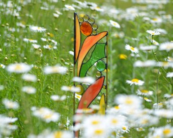 Stained Glass, Stained Glass Yard Art, Garden Sculpture, Garden Decor, Home Decor, 'Spring Bouquet'