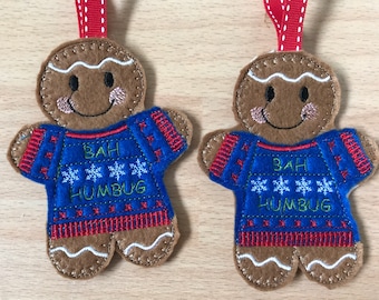 Pair of Gingerbread Hanging Ornaments/Christmas Keepsake